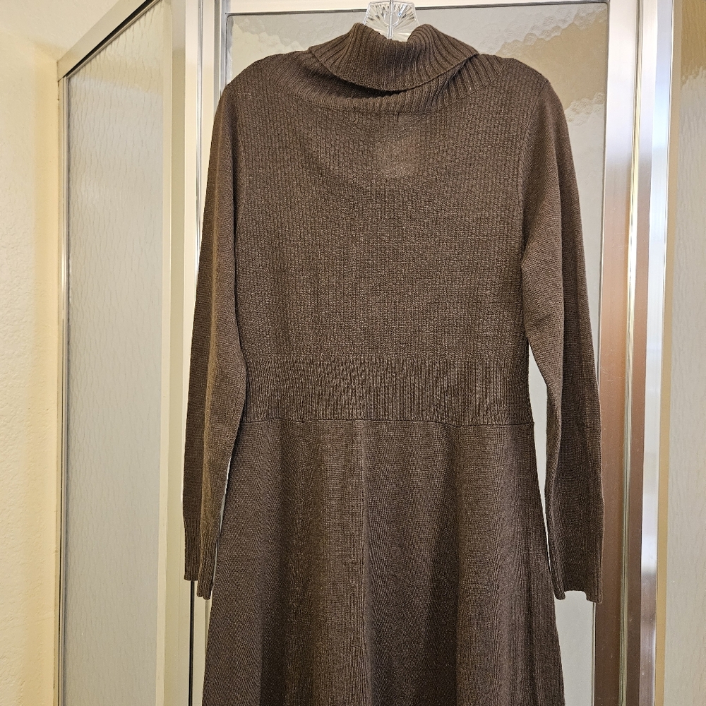 Charlie Paige LXL Cowl Neck Sweater Dress in Mocha AE-1611 - Picture 7 of 11